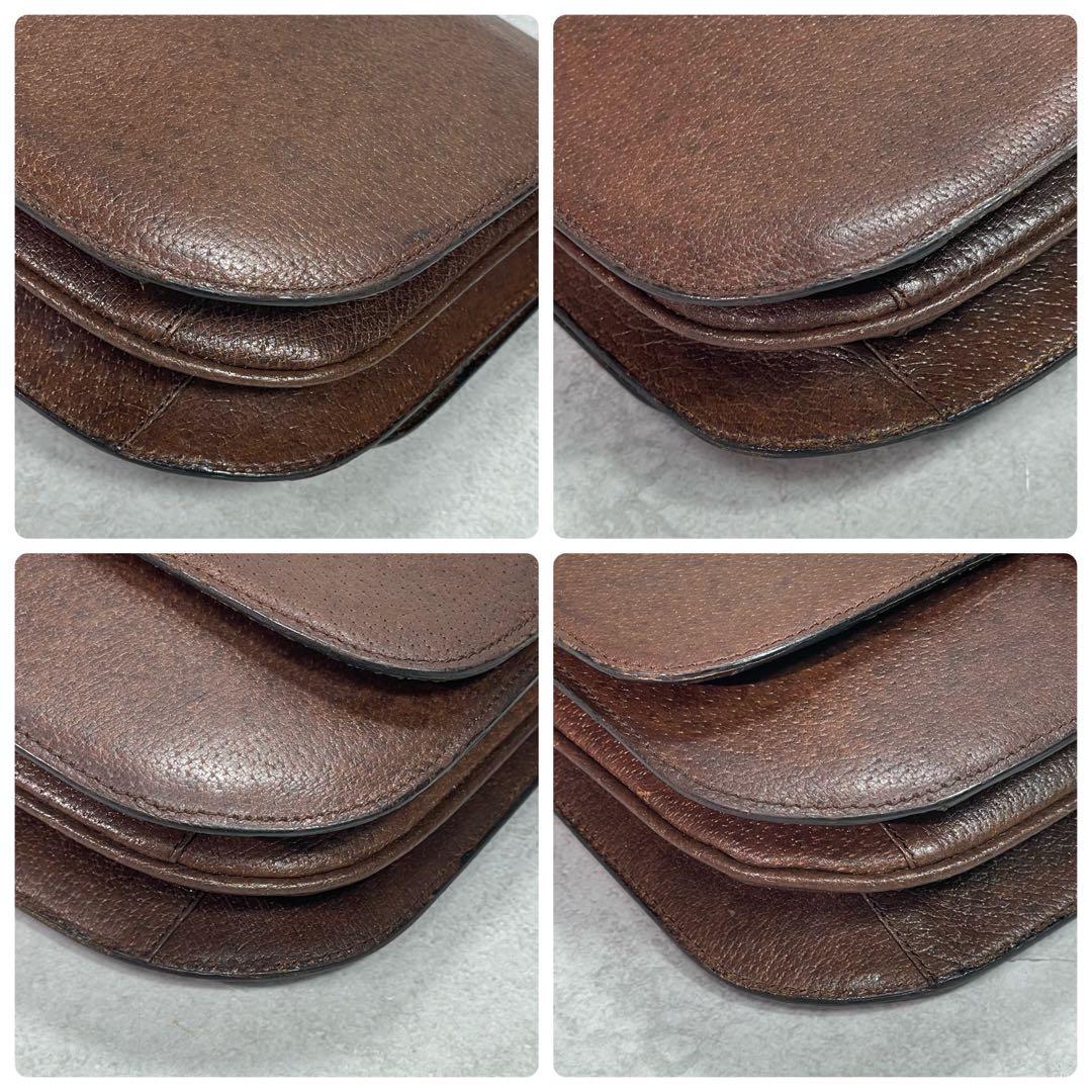 Gucci Shoulder Bag Brown Leather Logo Gold — view 9