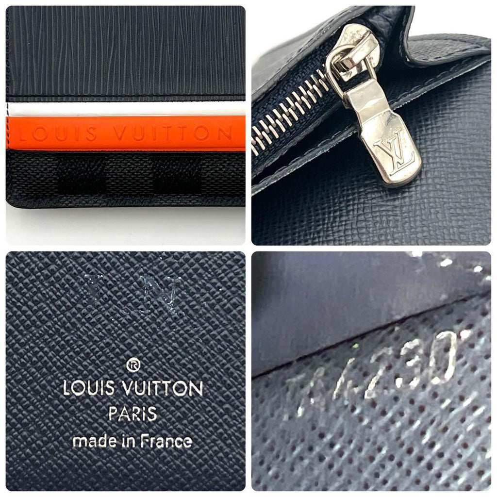 Louis Vuitton Epi Damier Portefeuille Brazza Wallet Navy — view 9