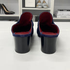 Hermes Paradis Suede Sandals Mules Navy — view 6