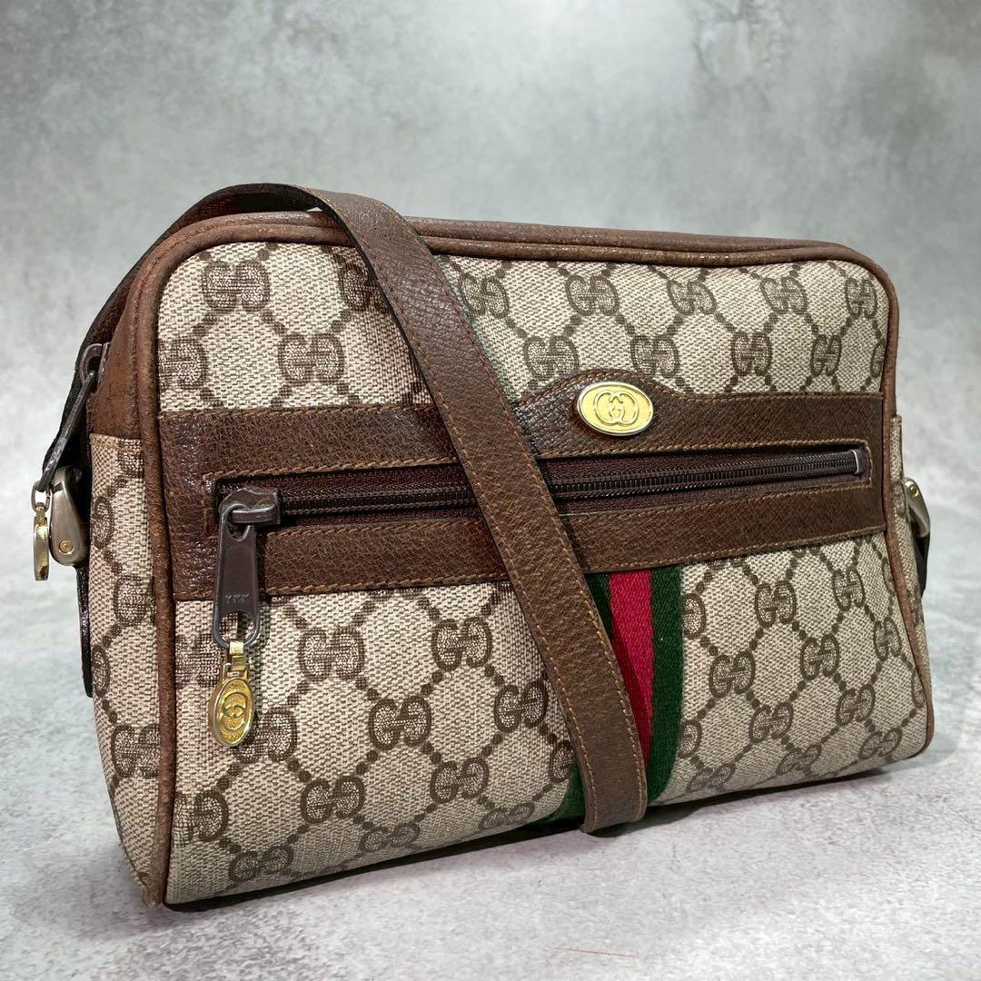 Gucci GG Sherry Line Shoulder Bag Brown Logo