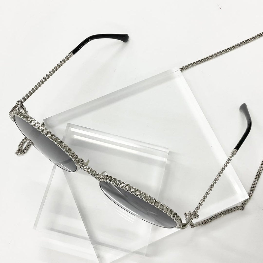Chanel Sunglasses CC Logo Chain Eyewear Silver — view 4
