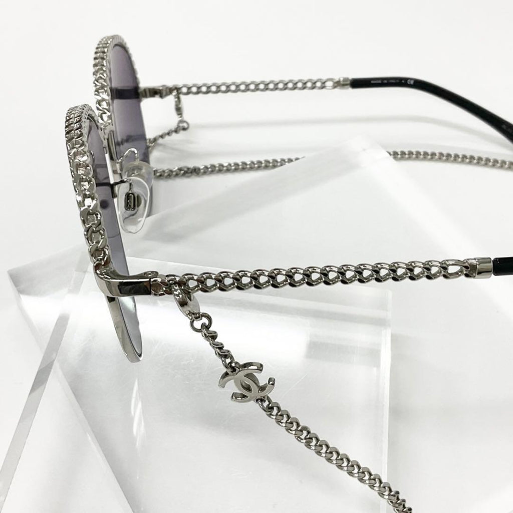 Chanel Sunglasses CC Logo Chain Eyewear Silver — view 6