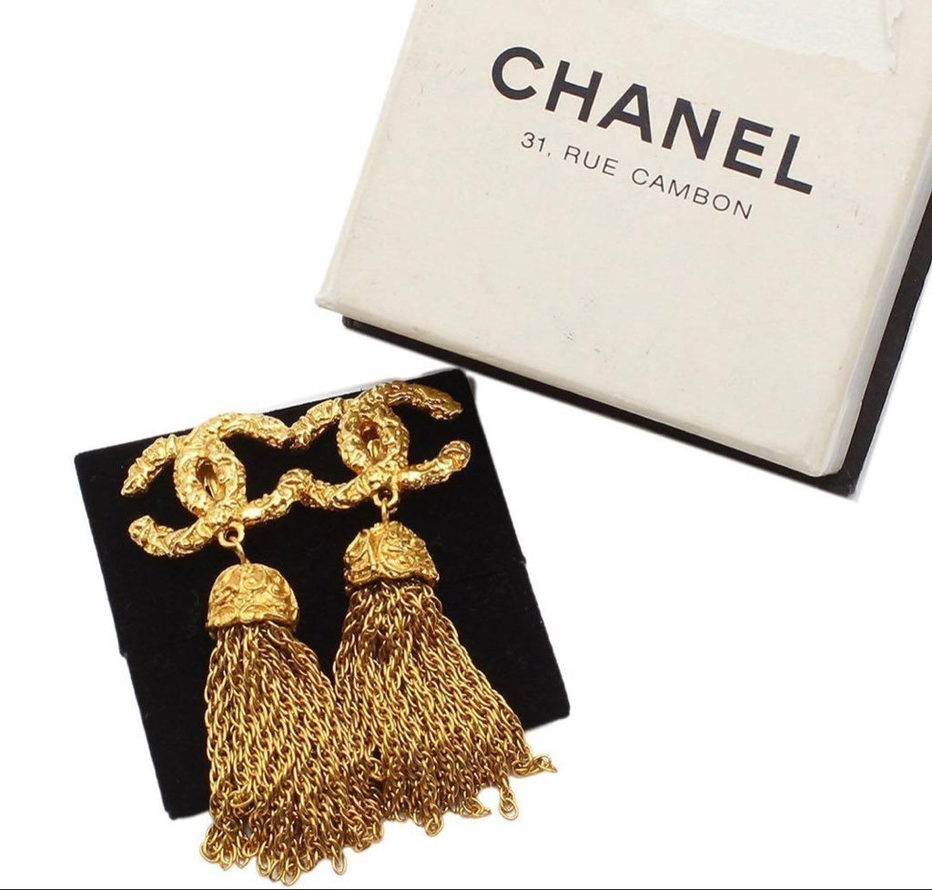 Chanel CC Logo Fringe Swing Earrings — view 2