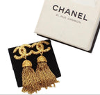 Chanel CC Logo Fringe Swing Earrings — view 2