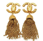 Chanel CC Logo Fringe Swing Earrings — view 3