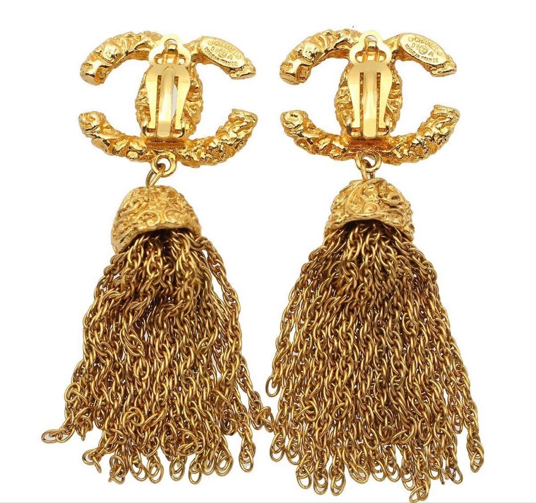 Chanel CC Logo Fringe Swing Earrings — view 3