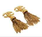 Chanel CC Logo Fringe Swing Earrings — view 4