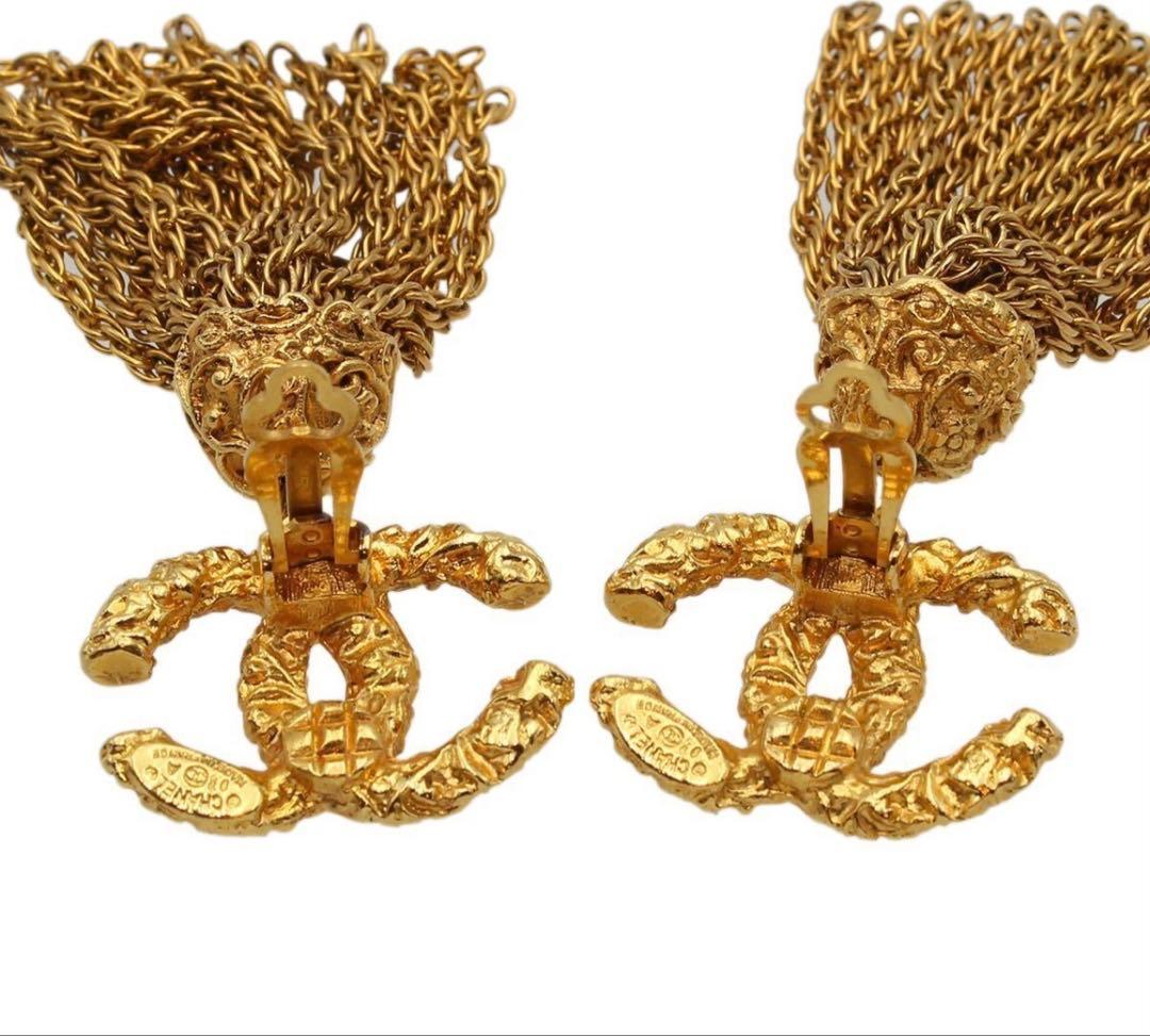 Chanel CC Logo Fringe Swing Earrings — view 5