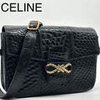 Celine Vintage Croc Shoulder Leather Rope