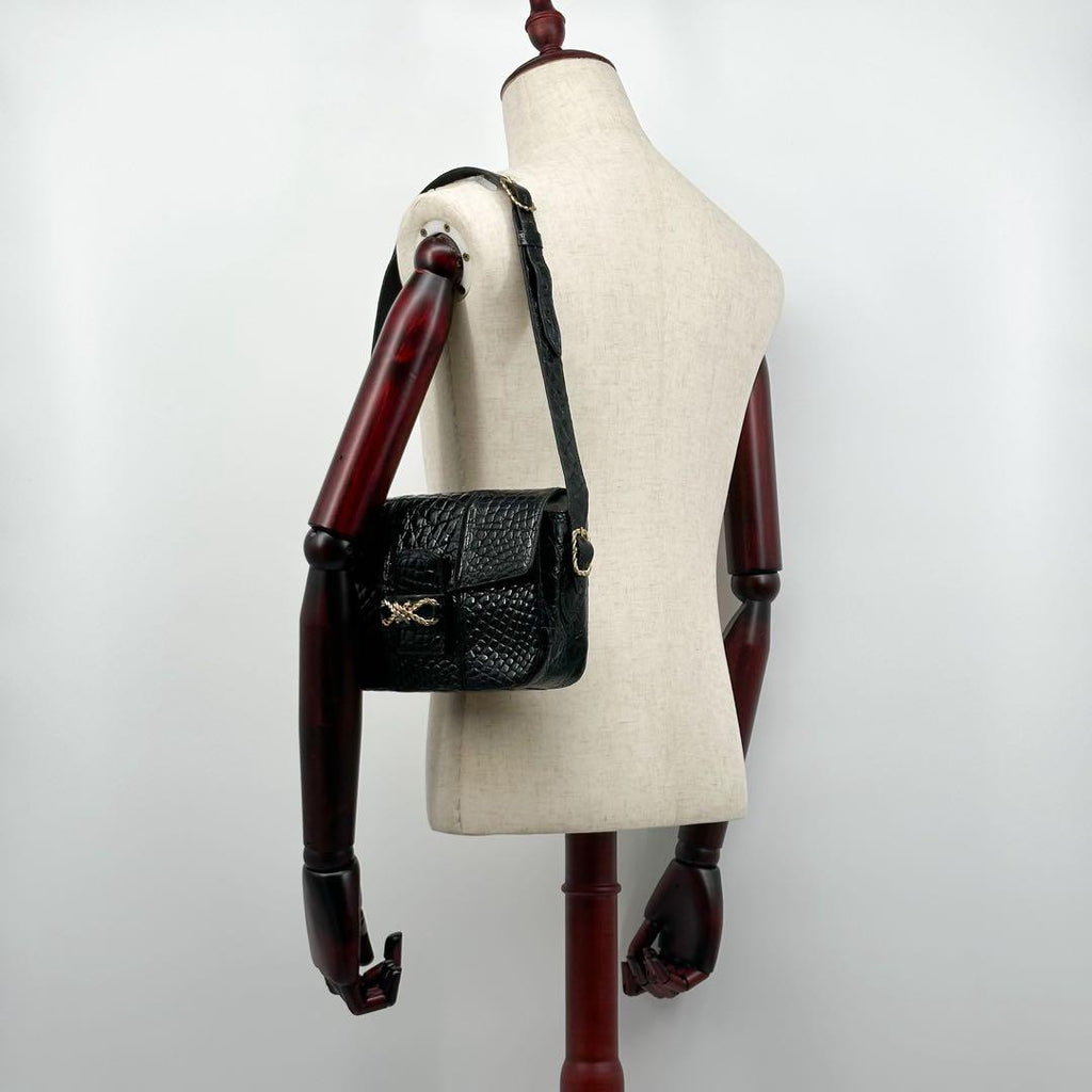 Celine Vintage Croc Shoulder Leather Rope — view 4