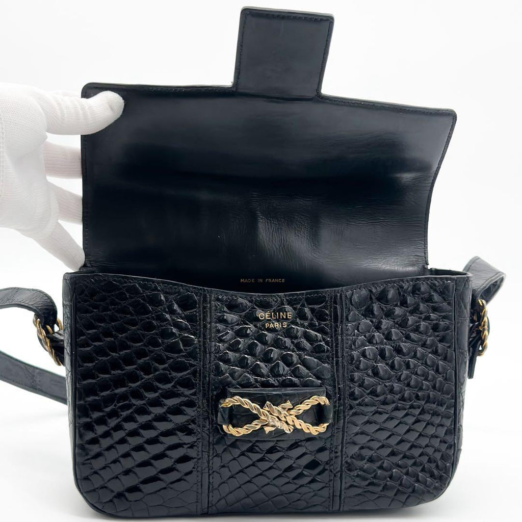 Celine Vintage Croc Shoulder Leather Rope — view 8