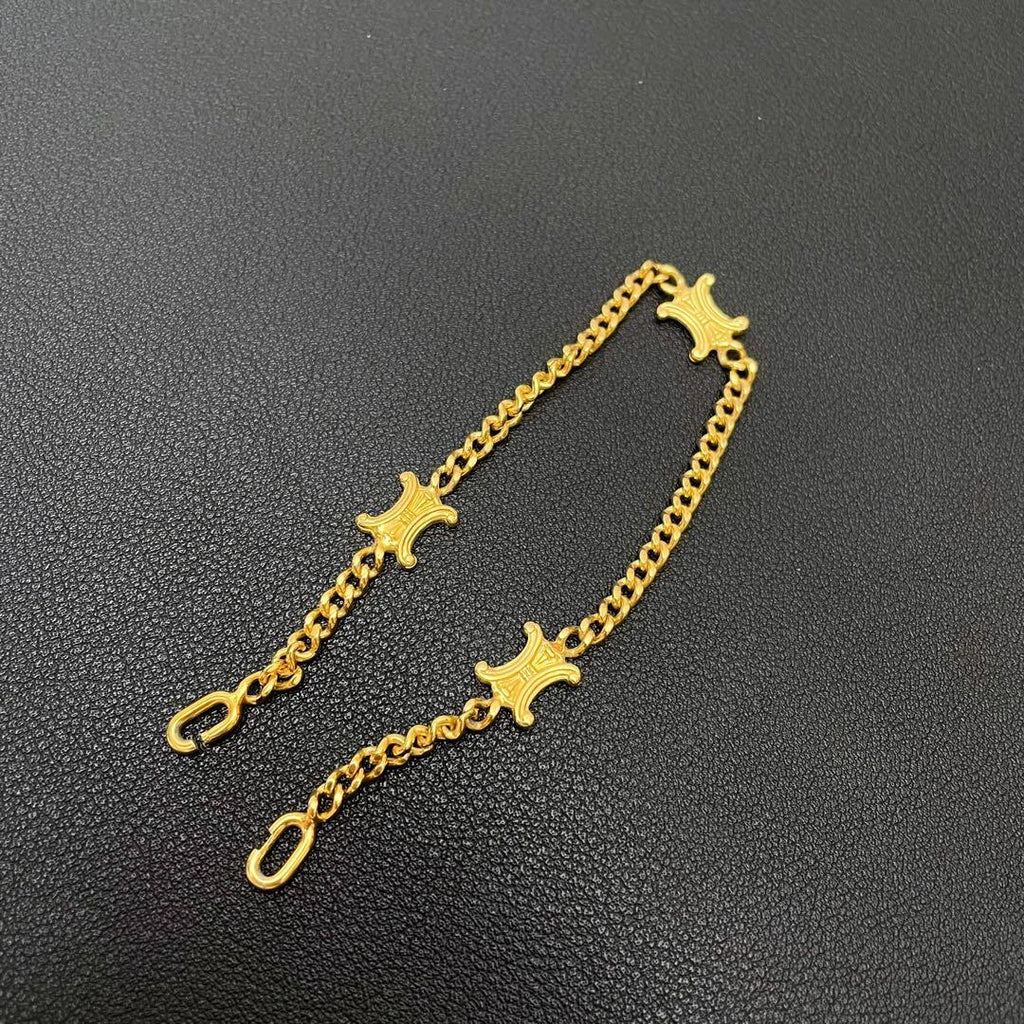 Celine Triomphe Logo Chain Bracelet Bangle Gold