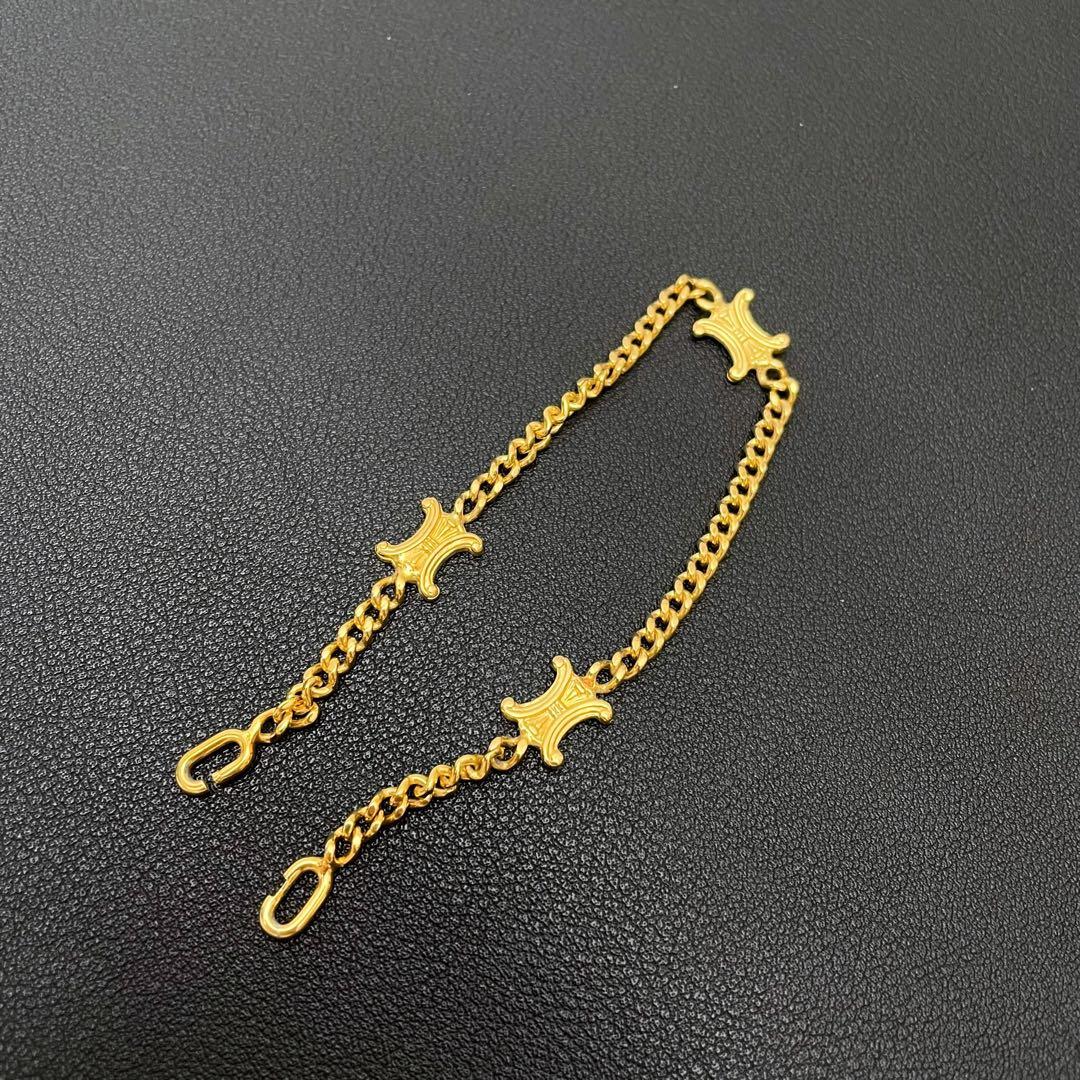 Celine Triomphe Logo Chain Bracelet Bangle Gold