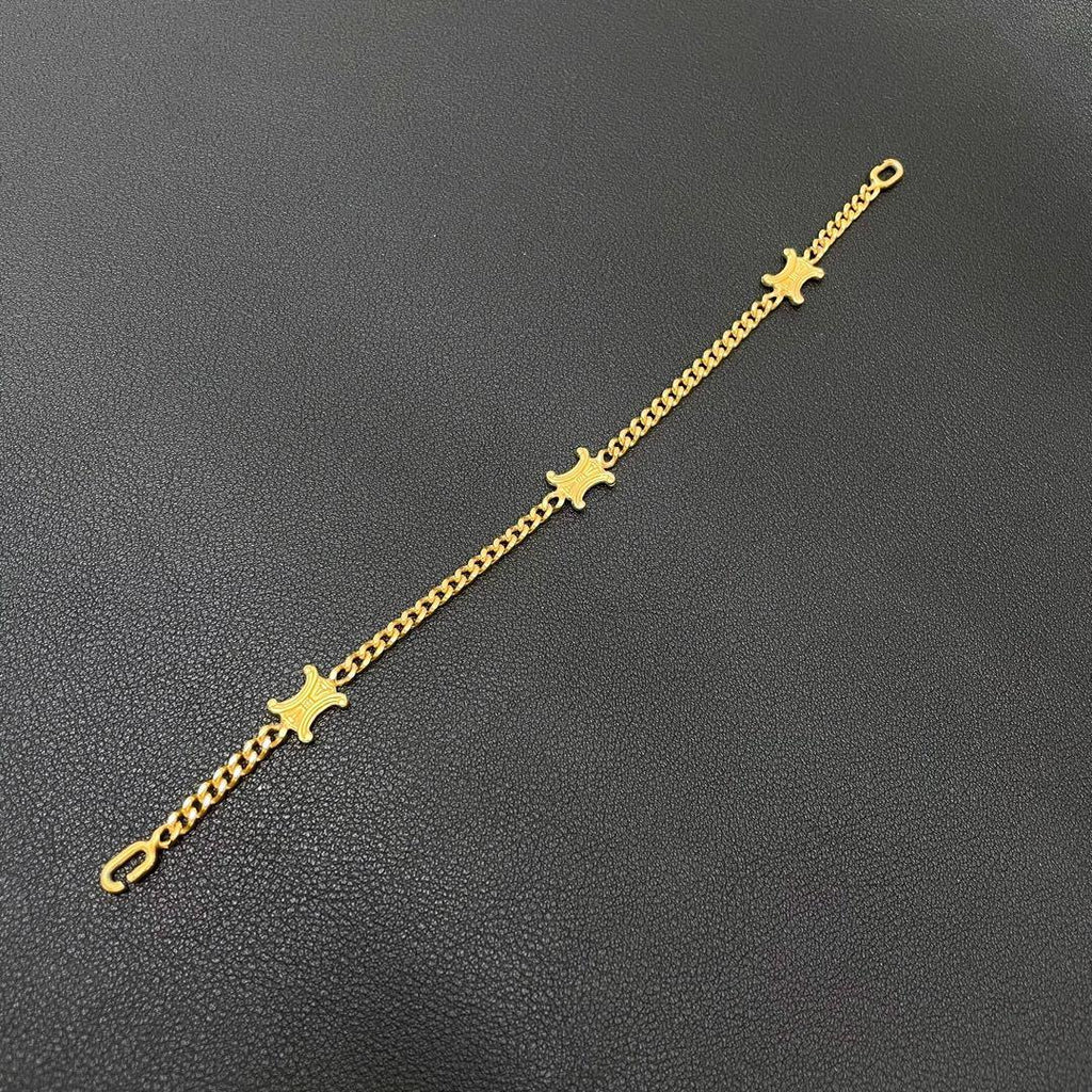 Celine Triomphe Logo Chain Bracelet Bangle Gold