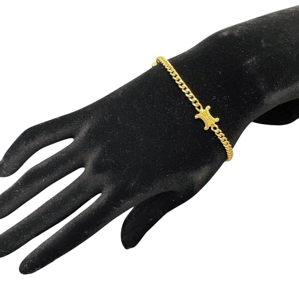 Celine Triomphe Logo Chain Bracelet Bangle Gold