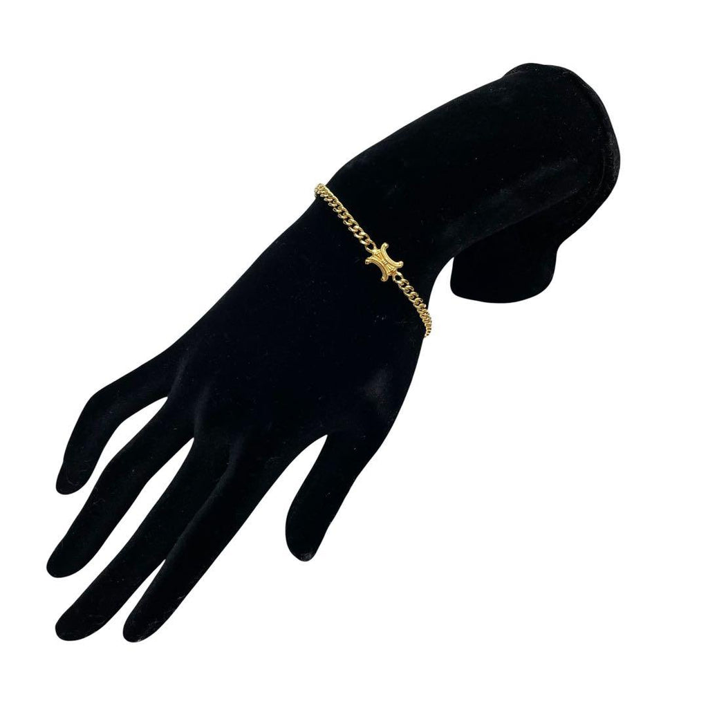 Celine Triomphe Logo Chain Bracelet Bangle Gold