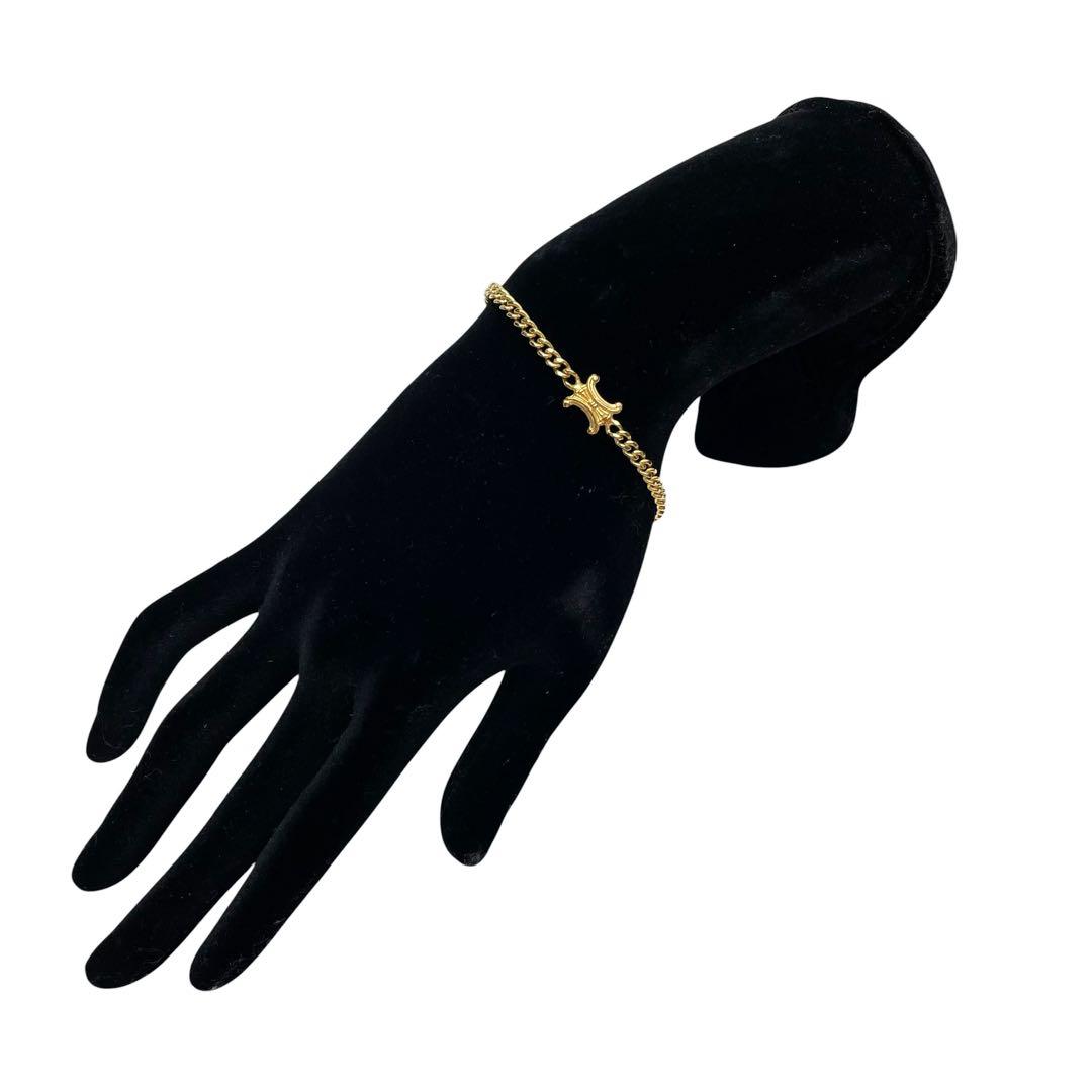 Celine Triomphe Logo Chain Bracelet Bangle Gold