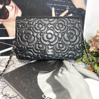 Chanel Chain Wallet Camellia Black Shoulder Bag — view 2