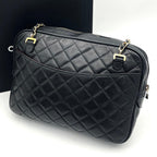 Chanel Chain Shoulder Bag Lambskin CC Logo Quilted Black — view 2