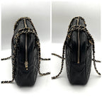 Chanel Chain Shoulder Bag Lambskin CC Logo Quilted Black — view 6