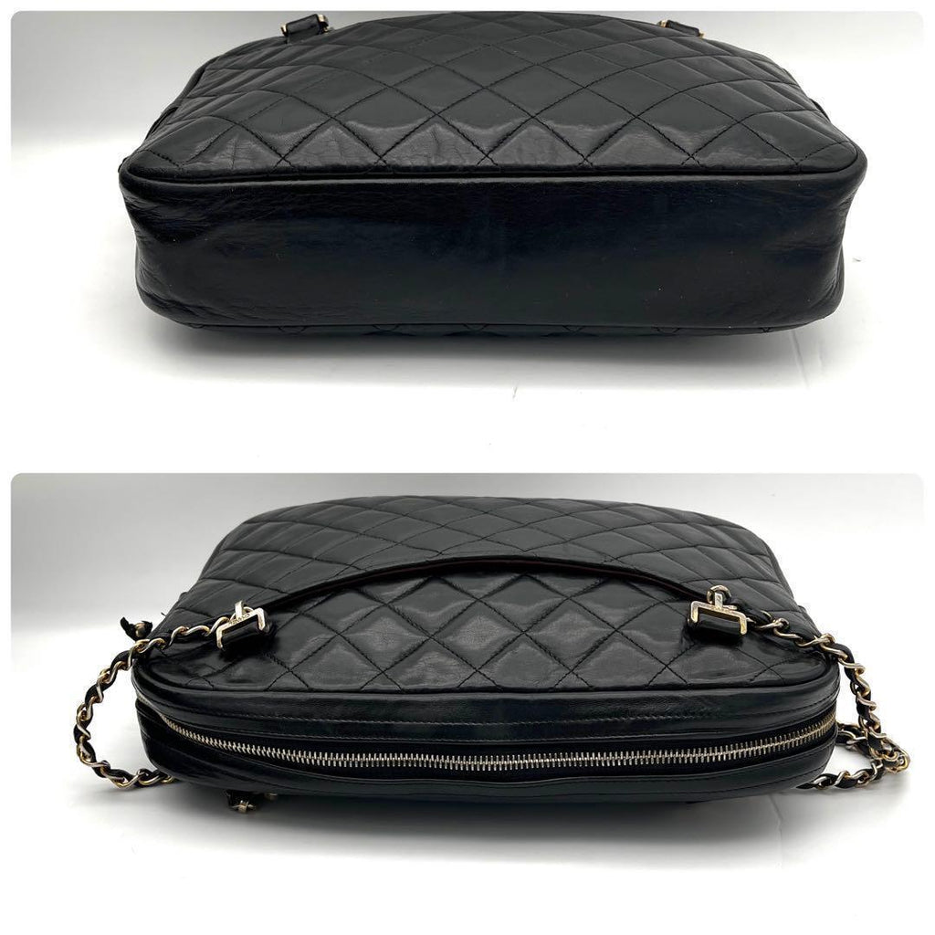 Chanel Chain Shoulder Bag Lambskin CC Logo Quilted Black — view 7