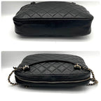 Chanel Chain Shoulder Bag Lambskin CC Logo Quilted Black — view 7