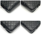 Chanel Chain Shoulder Bag Lambskin CC Logo Quilted Black — view 9