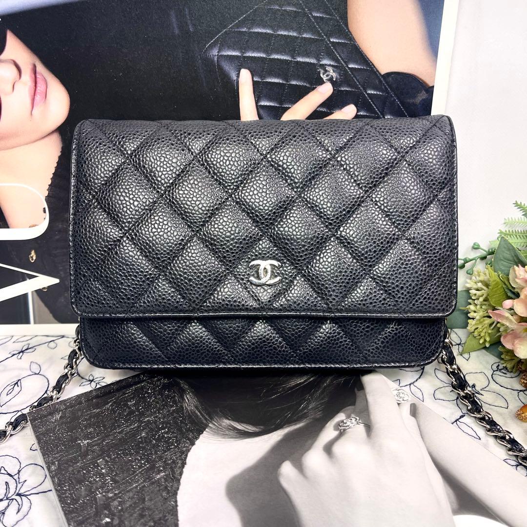 Chanel Chain Wallet Caviar Leather Black Shoulder — view 2