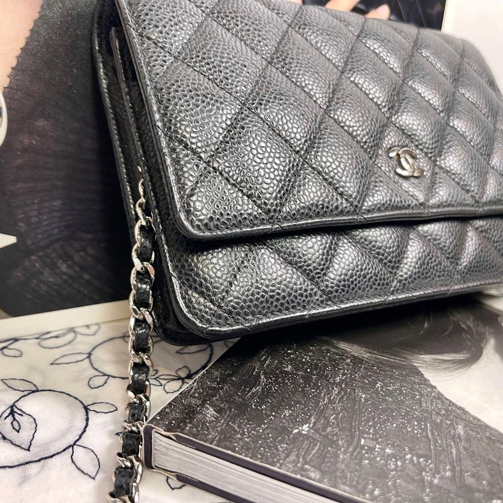 Chanel Chain Wallet Caviar Leather Black Shoulder — view 5