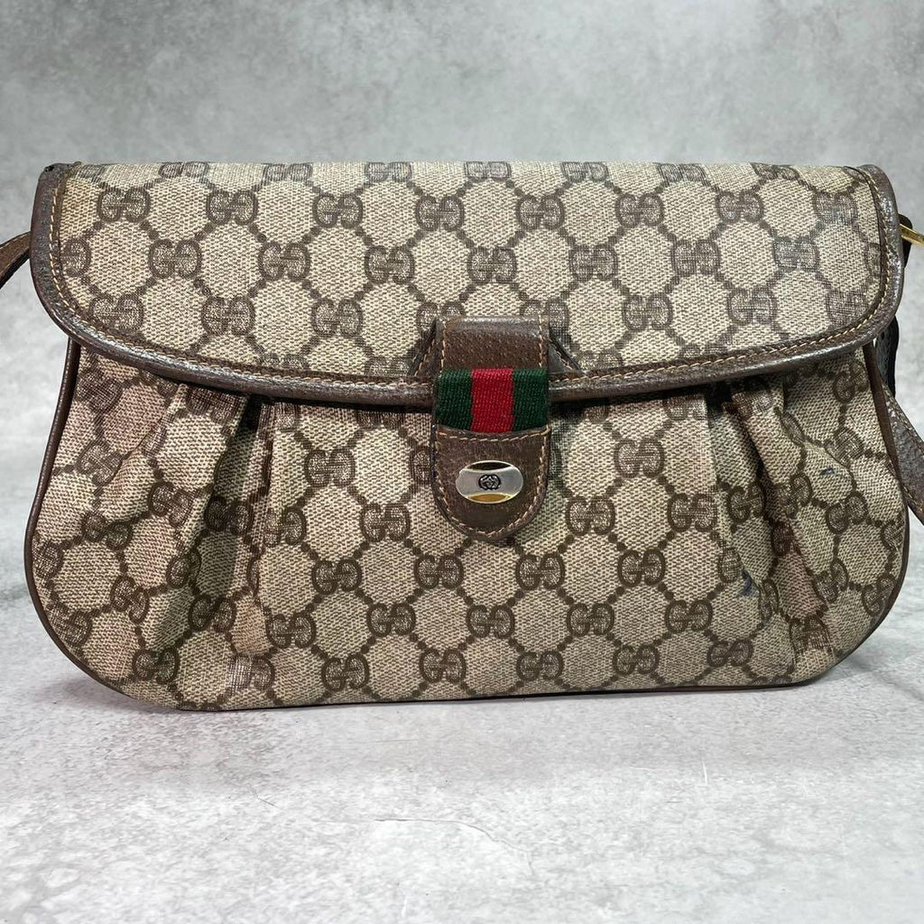 Gucci GG Sherry Line Shoulder Bag Brown Leather Logo — view 2