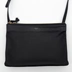 Celine Trio Large Shoulder Bag Black Leather Clutch — view 2