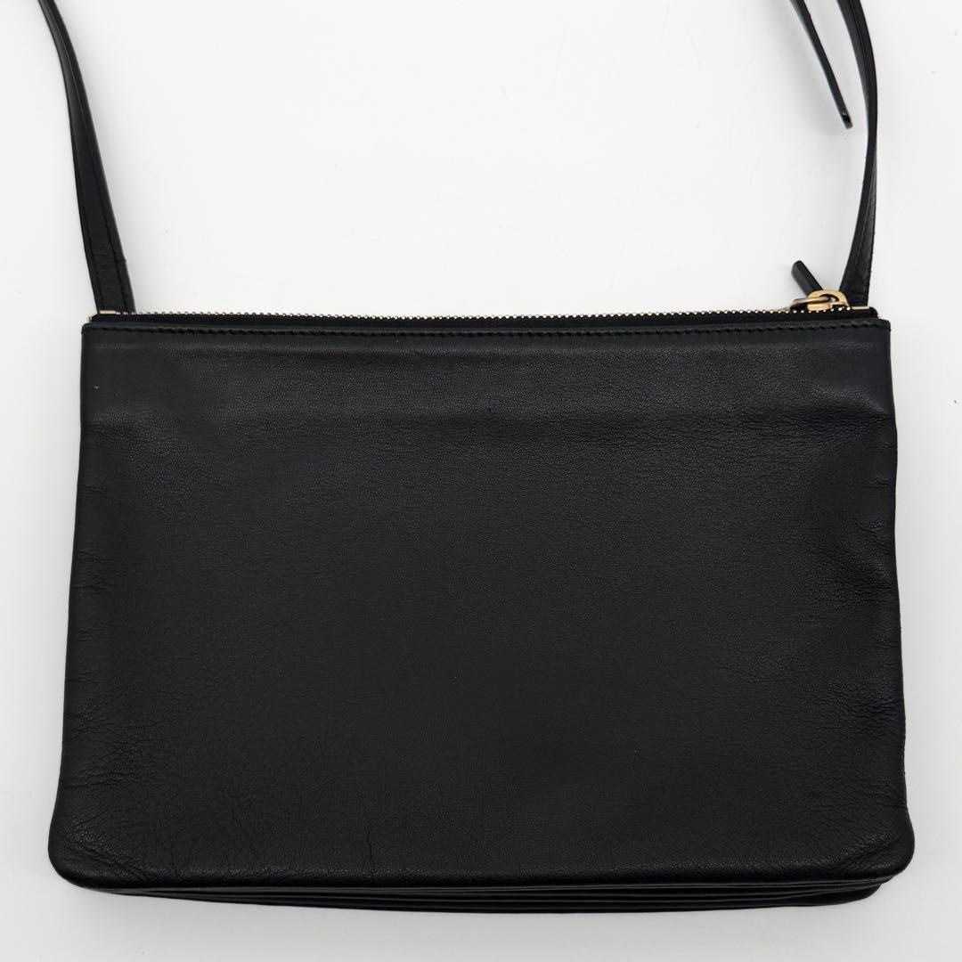 Celine Trio Large Shoulder Bag Black Leather Clutch — view 3