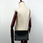 Celine Trio Large Shoulder Bag Black Leather Clutch — view 4