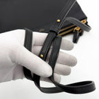 Celine Trio Large Shoulder Bag Black Leather Clutch — view 8