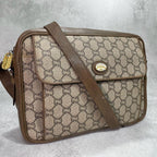 Gucci GG Shoulder Bag Brown Beige Leather Logo