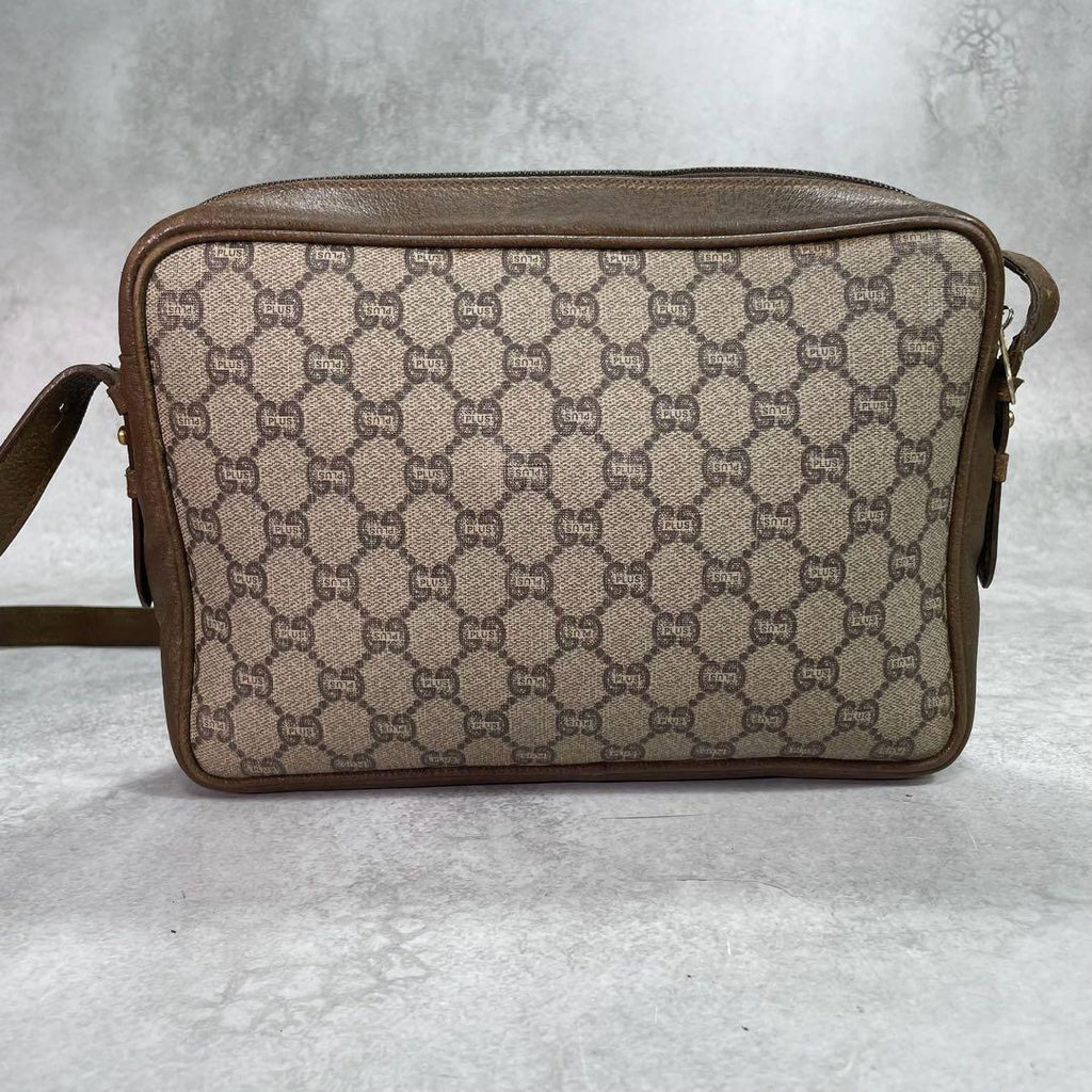Gucci GG Shoulder Bag Brown Beige Leather Logo — view 3