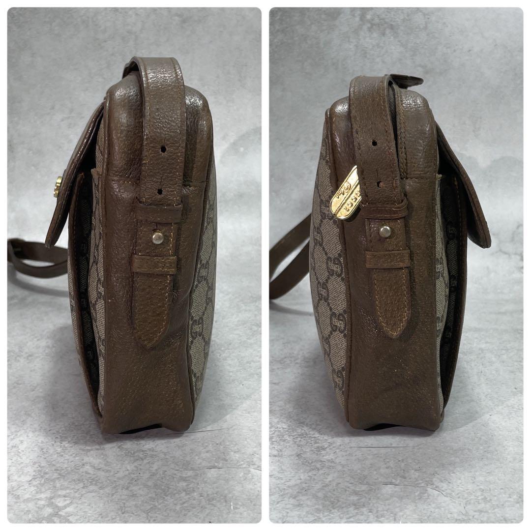 Gucci GG Shoulder Bag Brown Beige Leather Logo — view 7