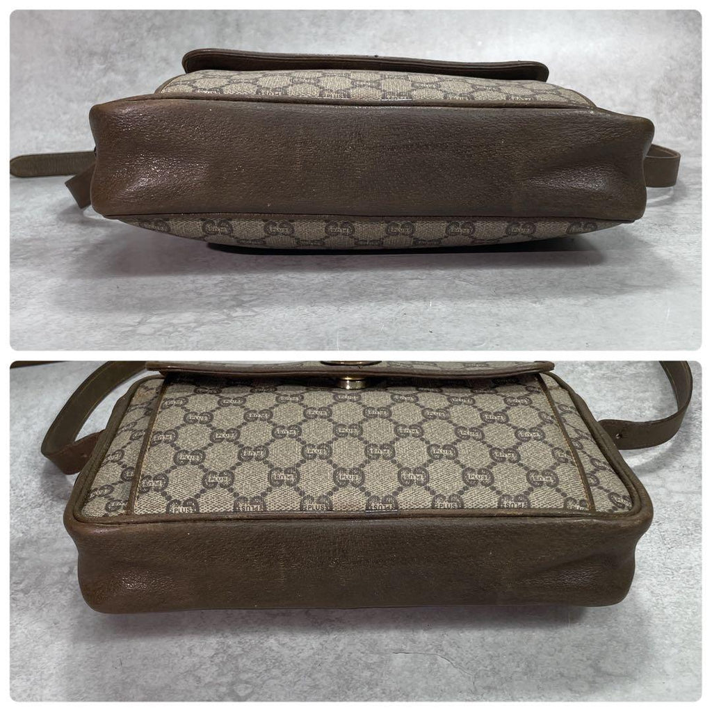 Gucci GG Shoulder Bag Brown Beige Leather Logo — view 8