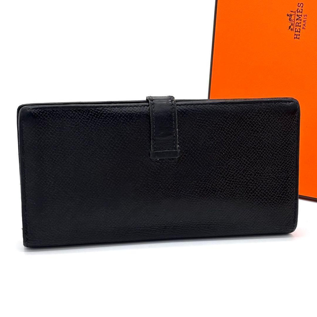 Hermes Bearn Souffle Bifold Wallet Epsom Black Gold — view 2