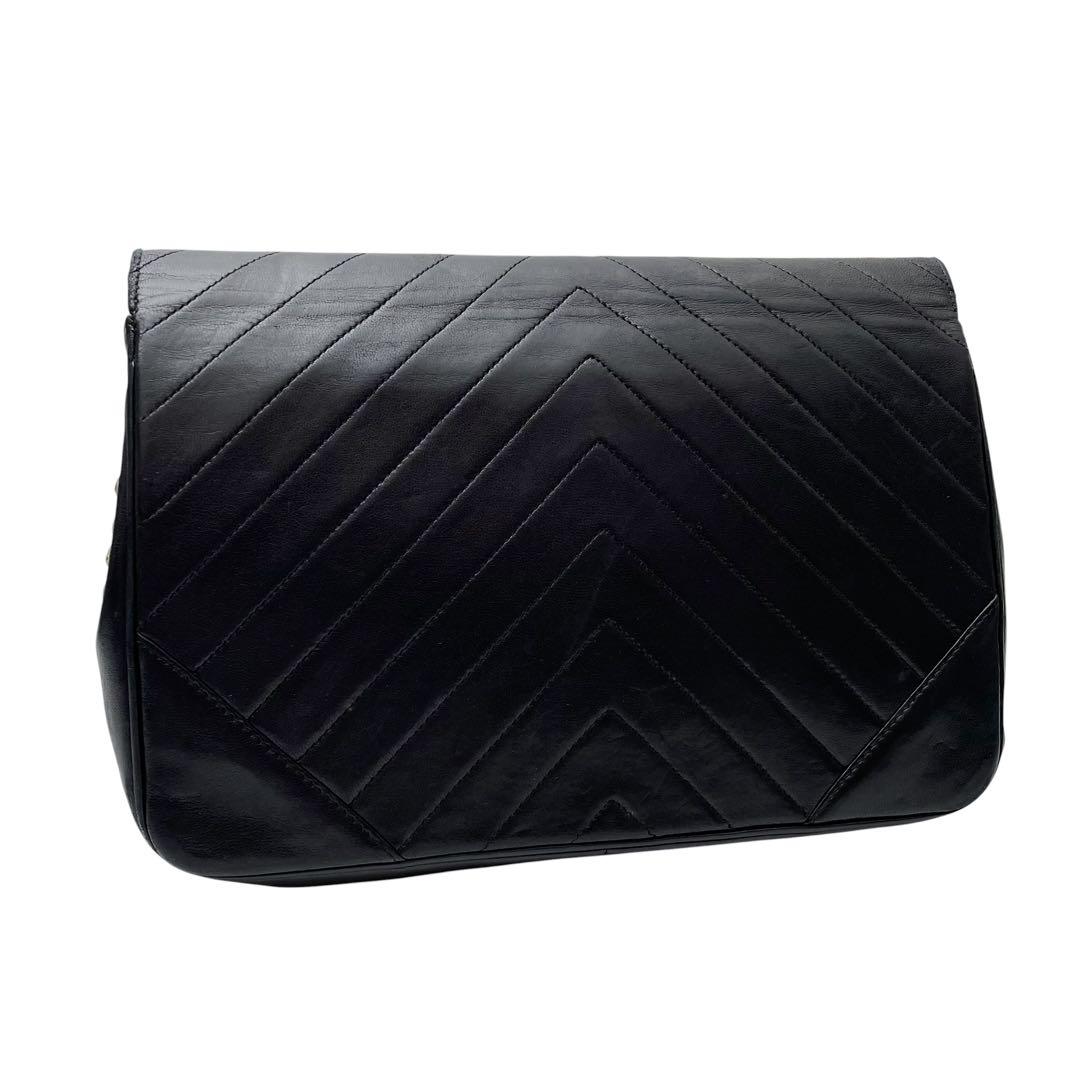 Chanel Lambskin Stitch CC Logo Chain Shoulder Bag Black — view 2