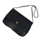 Chanel Lambskin Stitch CC Logo Chain Shoulder Bag Black — view 3