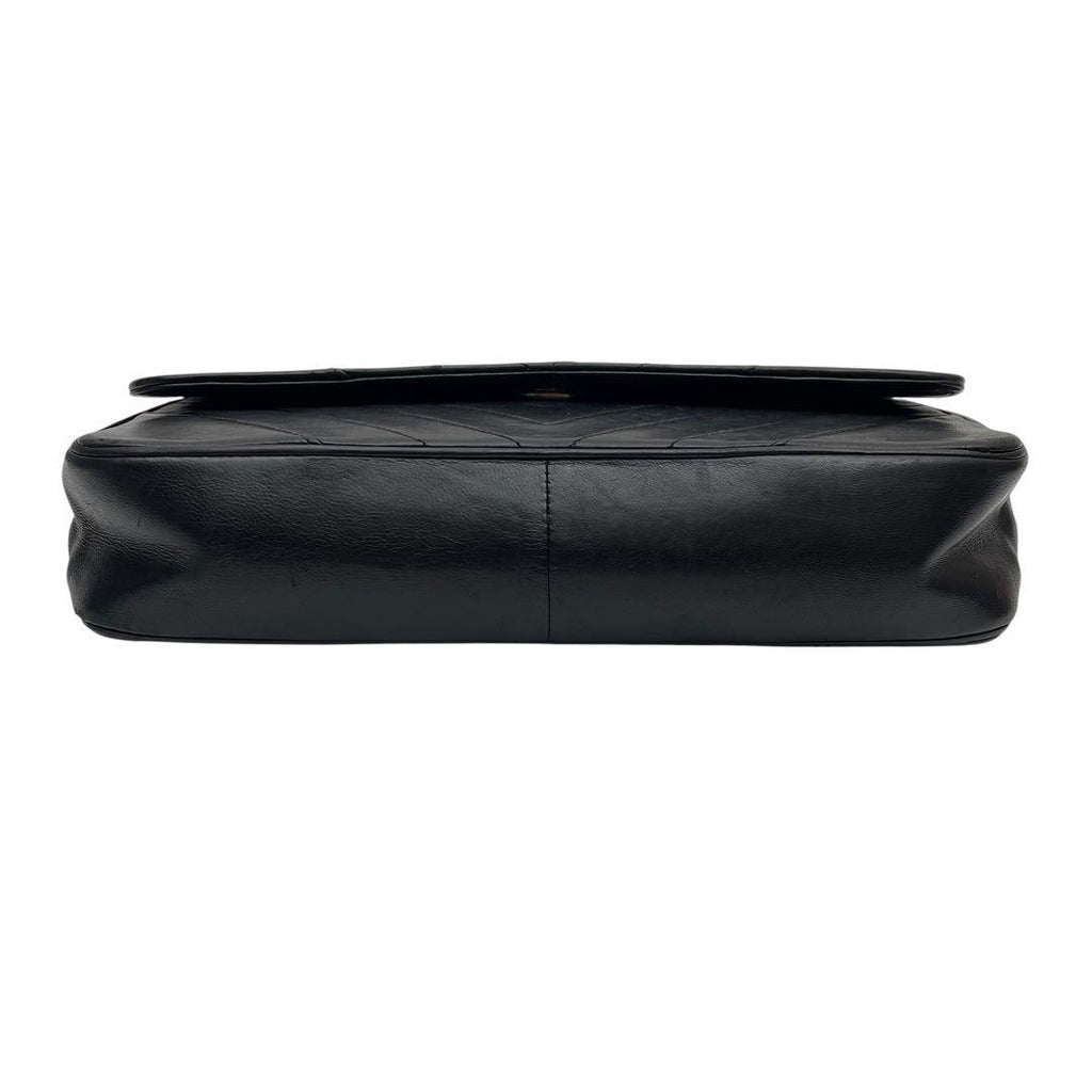 Chanel Lambskin Stitch CC Logo Chain Shoulder Bag Black — view 5