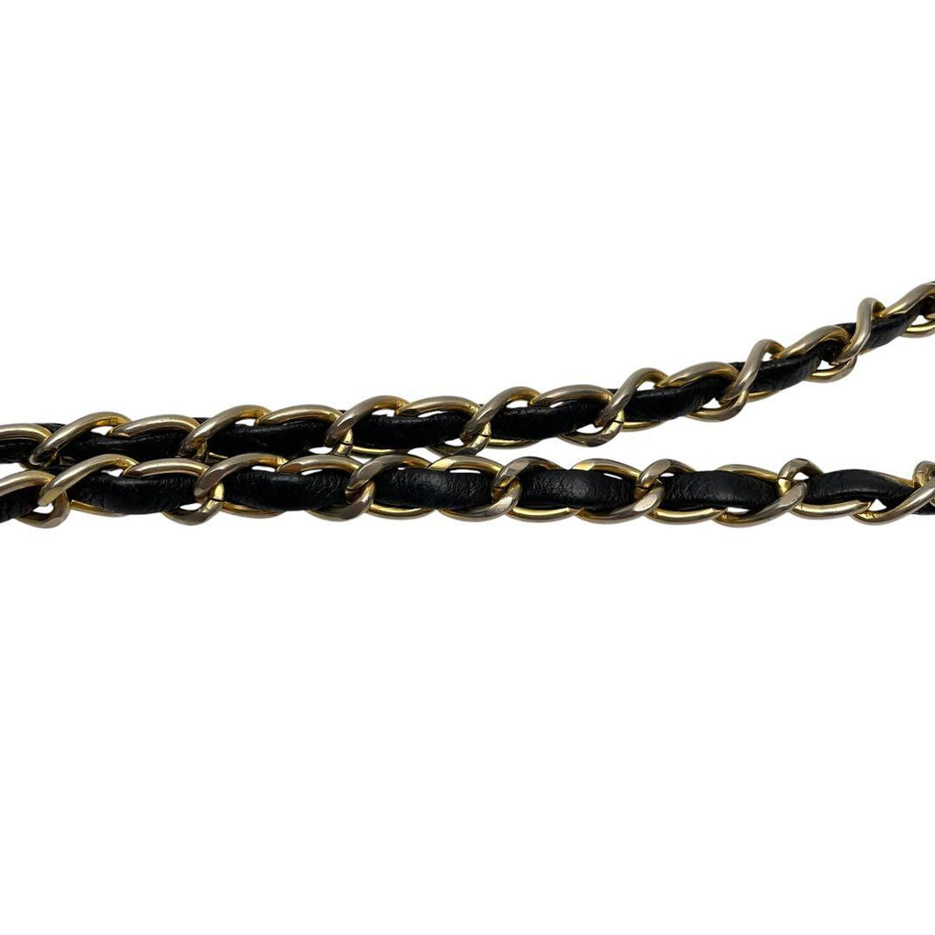 Chanel Lambskin Stitch CC Logo Chain Shoulder Bag Black — view 7