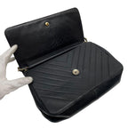 Chanel Lambskin Stitch CC Logo Chain Shoulder Bag Black — view 8