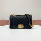 Chanel Boy 20 Lambskin CC Logo Small Stitch Bag