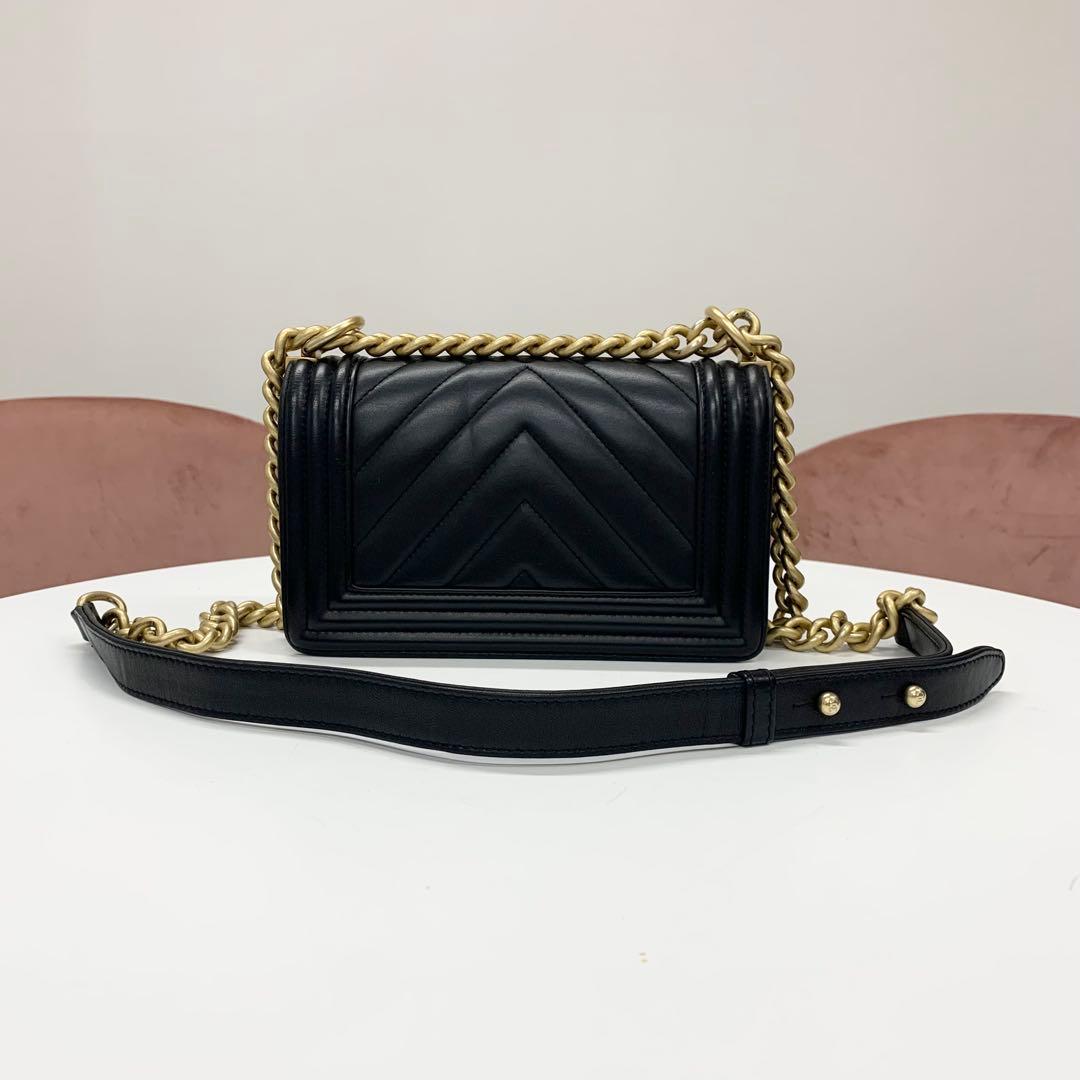 Chanel Boy 20 Lambskin CC Logo Small Stitch Bag — view 3
