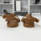 Dior Logo Leather Strap Sandals Brown — view 5