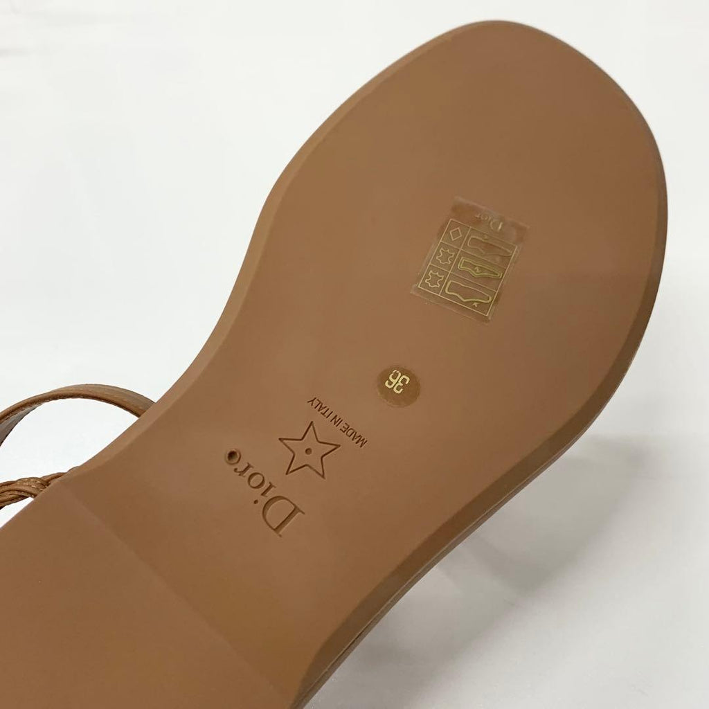 Dior Logo Leather Strap Sandals Brown — view 8