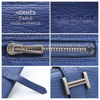 Hermes Bearn Souffle Chevre Silver Blue Wallet — view 7