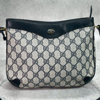 Gucci GG Shoulder Bag Navy Beige Leather Logo — view 2